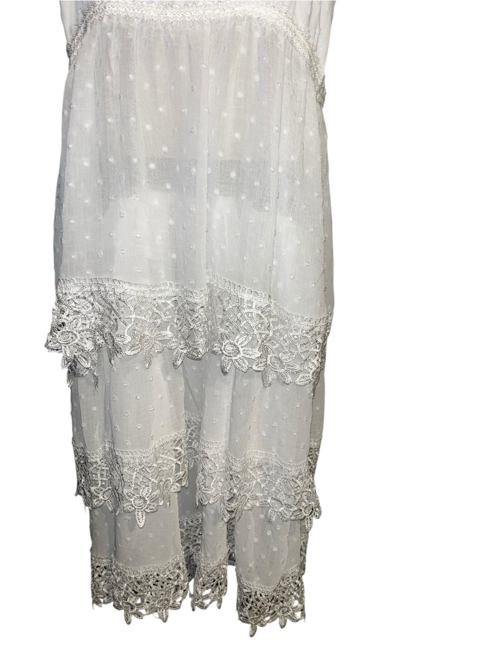 🌸POL L White Lace-Tiered Spaghetti Strap Dress P002 - Picture 5 of 5